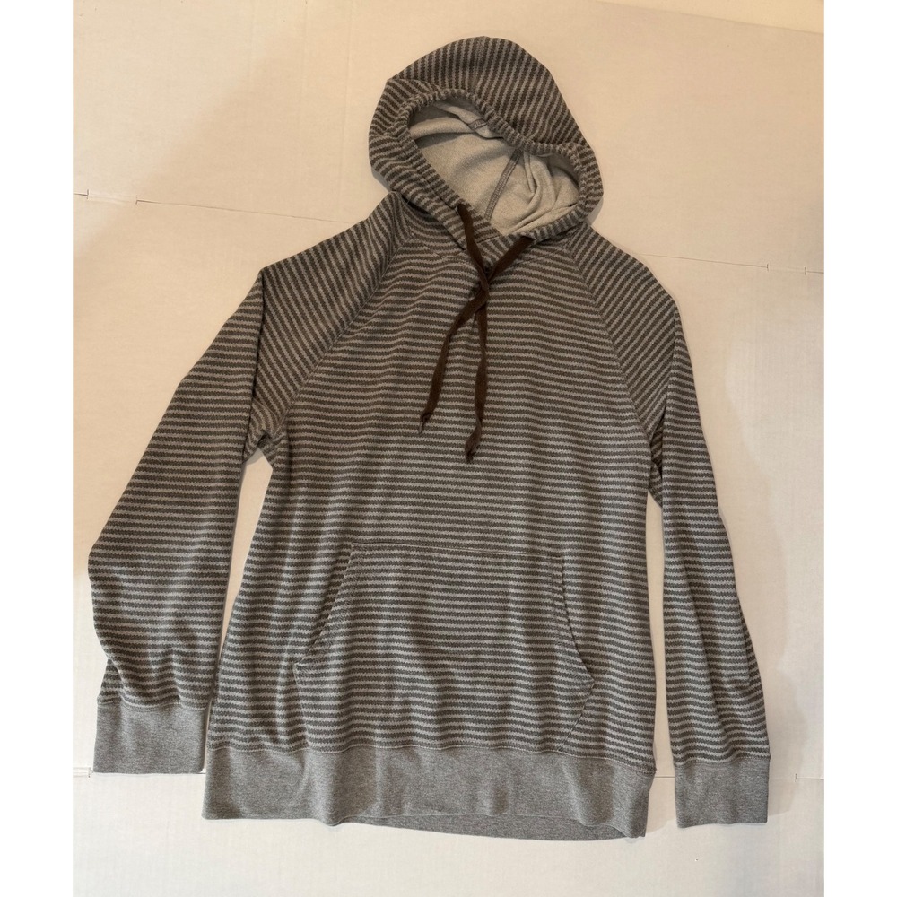 Mossimo Supply Co Womens Gray Striped Raglan Hoodie Sweatshirt Large